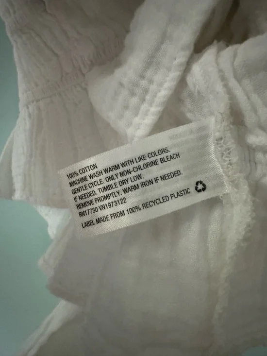 wild fable White Cropped Smocked Peasant Blouse with Ruffle Hem - Picture 8 of 8